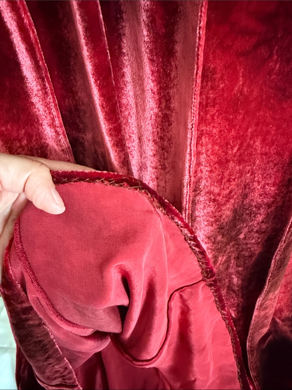 VTG St. John Evening Ruby Red Devoré Velvet Argyle Bias Cut Maxi Gown Dress Sz 6 - Picture 9 of 9
